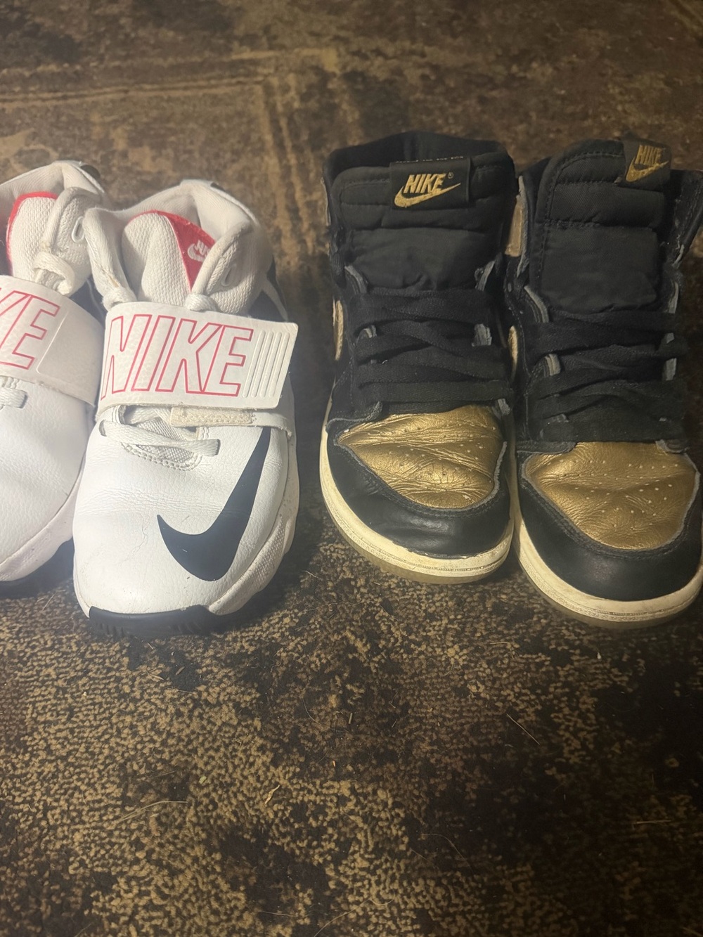Boys Nike White Strap Sneakers Black/Gold air Jordan’s High-Top Sneakers 3.5